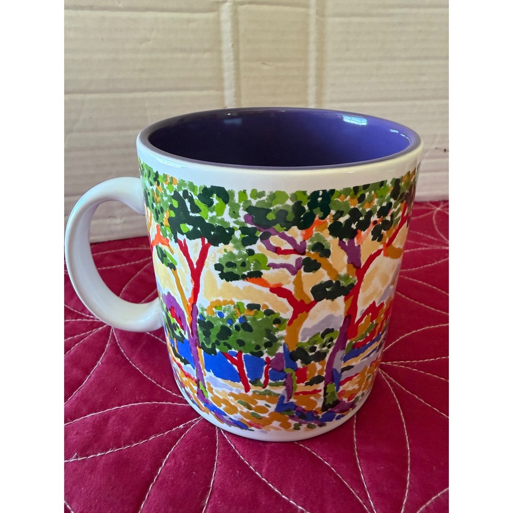CenturyStoneware Coffee MugImpressionist Tree Landscape Purple Interior Thailand - Picture 3 of 8